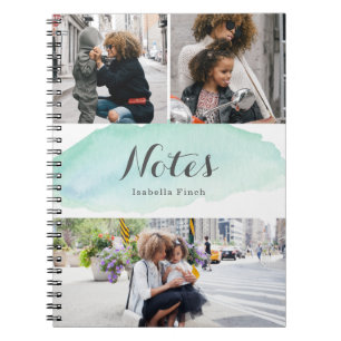 Caderno Espiral 3 Foto Turquoise Watercolor
