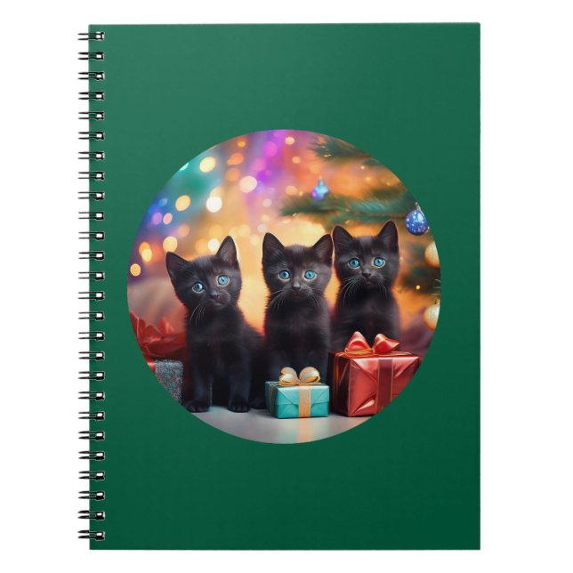 Caderno Espiral 3 Jovens Black Eyed Black Kittens Cena de Natal (Frente)