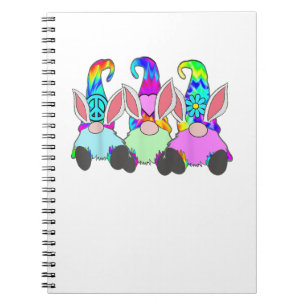 Caderno Espiral 3 Páscoa Hippie Gnomos Tie Dye Primavera Bunny Ear