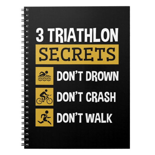 Caderno Espiral 3 Segredos de Triathlon Não Afogam Passo de Aciden (Frente)