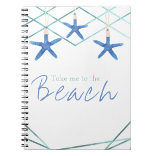 Caderno Espiral 3 Starfish & Modern Lines Elegant Beach Custom