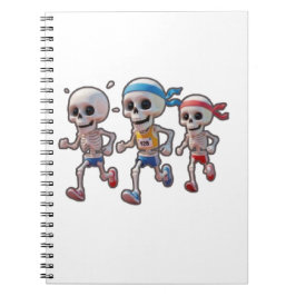 Caderno Espiral “3D Cartoon Skeleton Race • Funny Running Skeleton