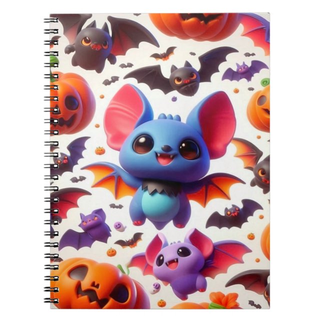 Caderno Espiral 3D cute bats halloween (Frente)