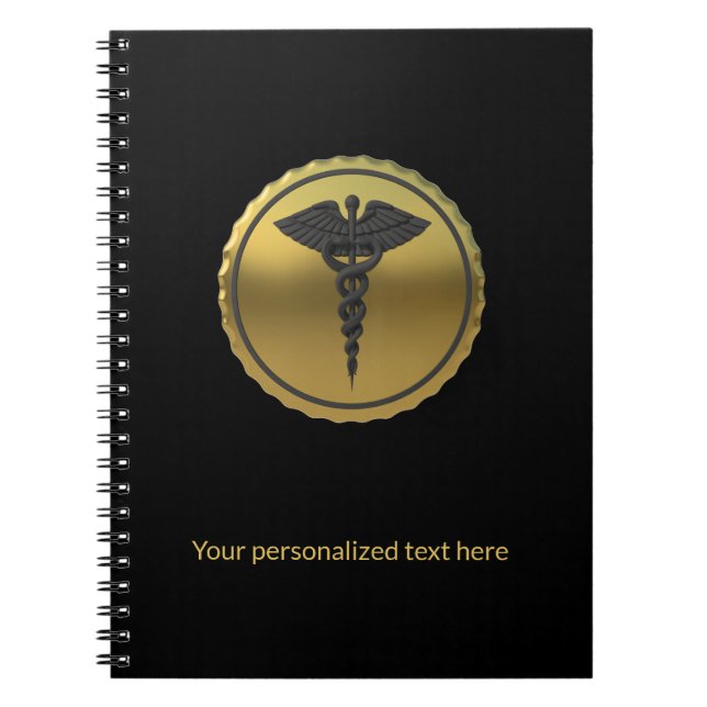 Caderno Espiral 3D Gold Professional Medical Caduceus Emblem (Frente)