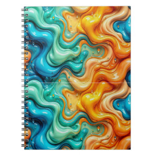 Caderno Espiral 3D Liquid Swirl Abstract Glass - Modern Psychedeli