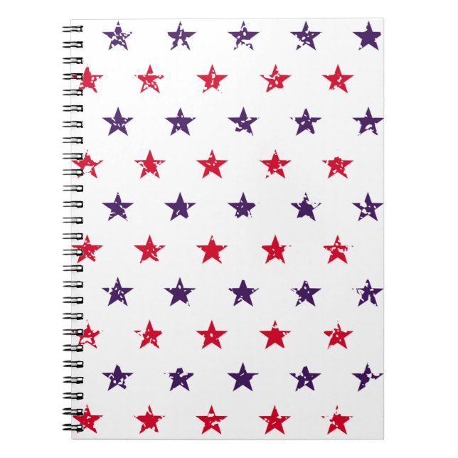 Caderno Espiral 4º de julho Stars Grunge Abstrato Seamless Pattern (Frente)