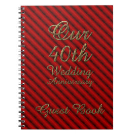 Caderno Espiral 40º Aniversário de Casamento Livro de Convidados D