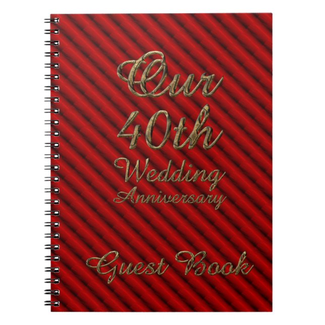 Caderno Espiral 40º Aniversário de Casamento Livro de Convidados D (Frente)