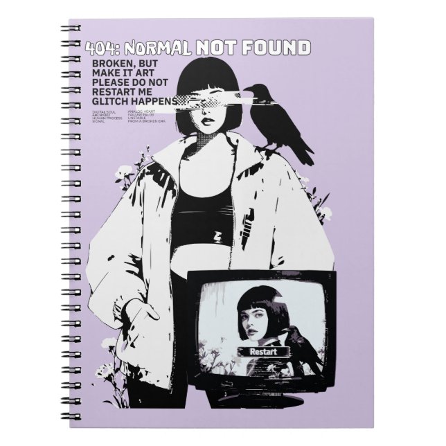 Caderno Espiral 404: Normal Not Found – Glitched Soul (Frente)