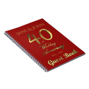 Caderno Espiral 40th Rubi do ouro do livro de hóspedes do