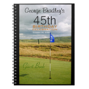 Caderno Espiral 45º Aniversário Celebração Personalizada de Golf