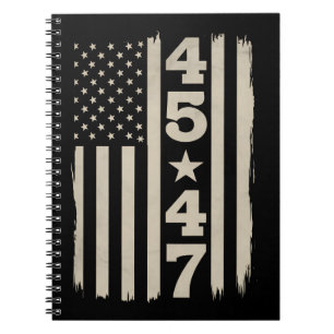 Caderno Espiral 45 47 Trump Bandeira EUA Vintage 47º Presidente