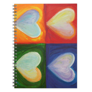 Caderno Espiral 4 Corações Adoram Diário de Notebook de Arte