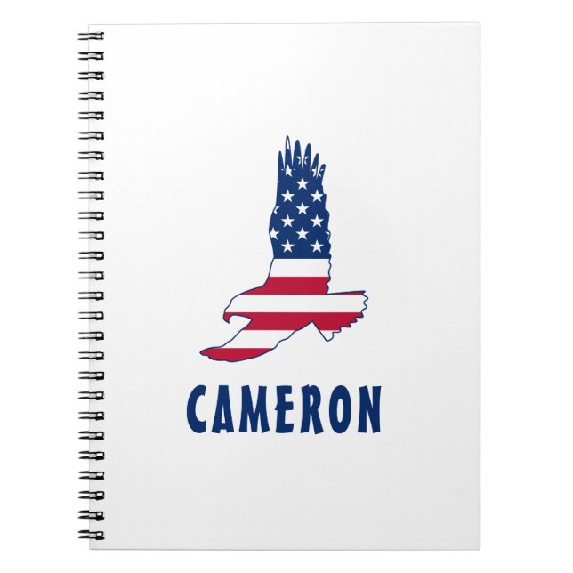 Caderno Espiral 4 de julho Nome USA Flag American Eagle America (Frente)