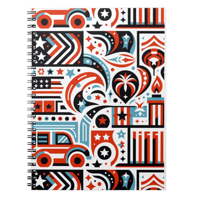 Caderno Espiral 4 de julho Padrão Genérico (Frente)