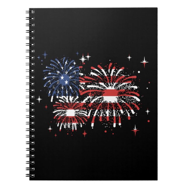 Caderno Espiral 4 de julho USA Fireworks (Frente)
