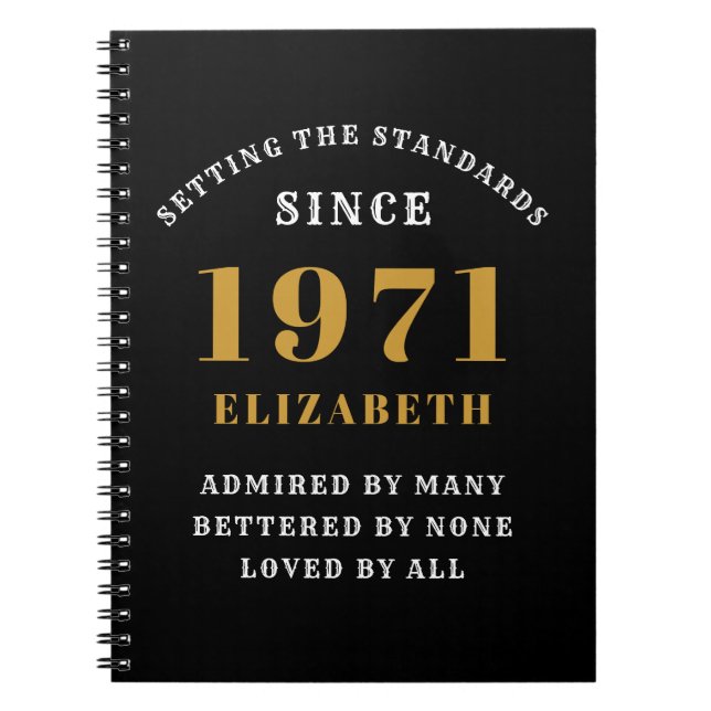 Caderno Espiral 50º Aniversário de 1971 Dourado por sua personaliz (Frente)