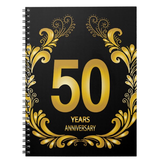 Caderno Espiral 50 anos de aniversário Dourado da Glitter (Frente)
