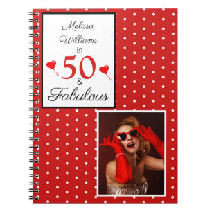 Caderno Espiral 50 e Fabuloso nome com Photo Red 50º aniversário