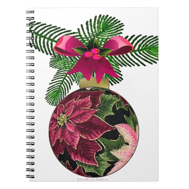 Caderno Espiral 50 Retro Poinsettia Borgonha (Frente)