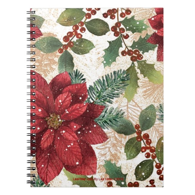 Caderno Espiral 50 Retro Poinsettia Red Green Creme (Frente)