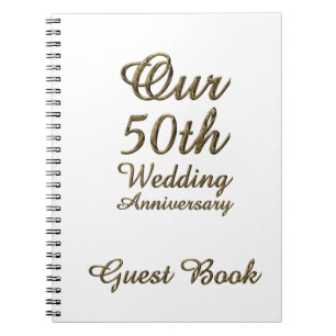 Caderno Espiral 50th Branco Dourado do livro de hóspedes do