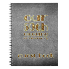 Caderno Espiral 50th Quadro do livro de hóspedes do aniversário de