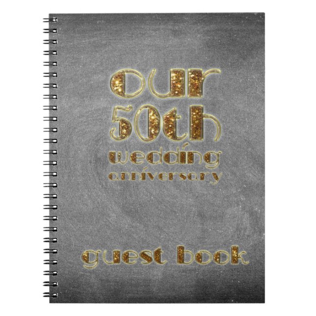 Caderno Espiral 50th Quadro do livro de hóspedes do aniversário de (Frente)