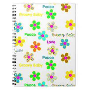 Caderno Espiral 60s flores Groovy psicadélicos Mousepad