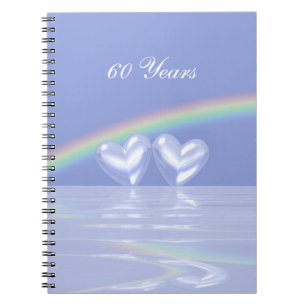 Caderno Espiral 60th Corações do diamante do aniversário