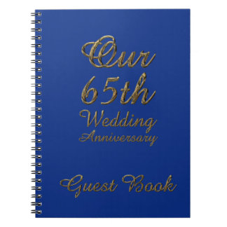 Caderno Espiral 65th Safira do azul do livro de hóspedes do
