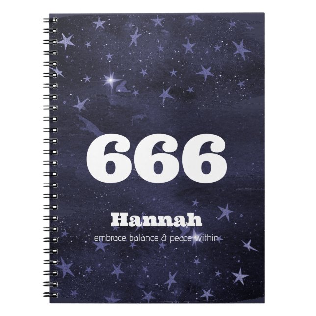 Caderno Espiral 666 Angel Number Estrelas Mais alto autoalinhament (Frente)