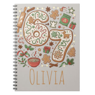 Caderno Espiral 67 Biscoito de Gengibre de Natal Engraçado 6 7 Sei