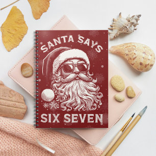 Caderno Espiral 67 Meme Santa engraçado diz seis sete Natal