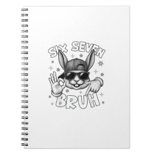 Caderno Espiral 67 Six Seven Bruh Coelho Fofo com Óculos de Sol 