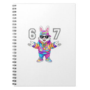 Caderno Espiral 67 Six Seven Bunny Tie Dye Dia de Páscoa 67 Meme H