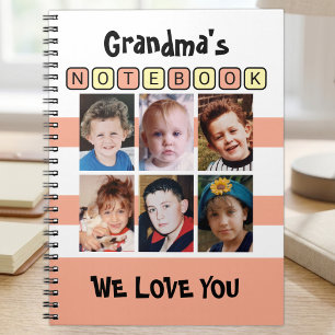 Caderno Espiral 6 fotos eu amo você vó pêssego