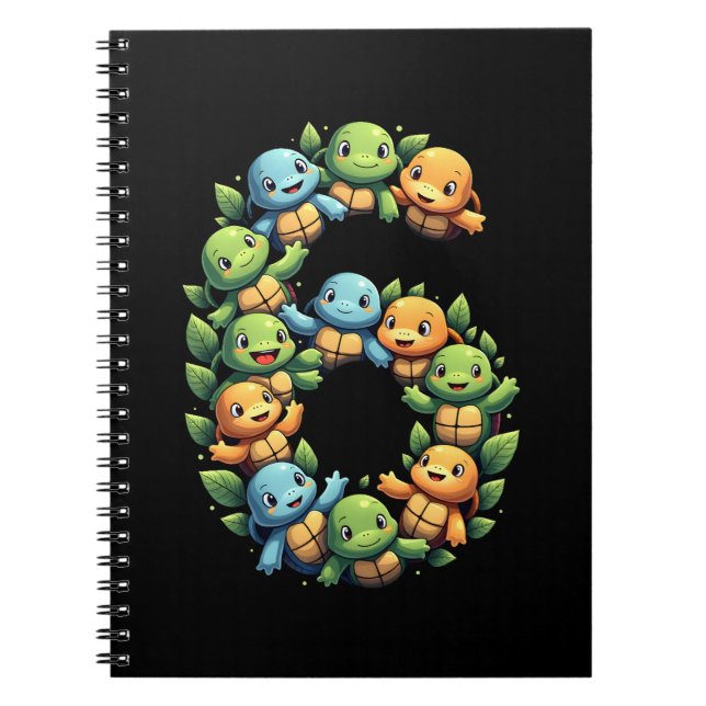Caderno Espiral 6th Birthday Sea Turtle Tortoise Theme Party 6 Yea (Frente)