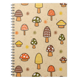 Caderno Espiral 70s Style Retro Mushrooms Spiral Notebook