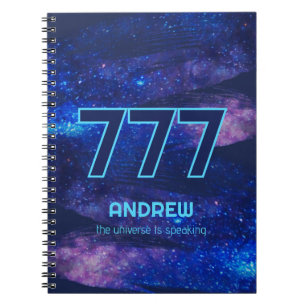 Caderno Espiral 777 Número do anjo Manifestação Azul Escuro