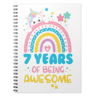 Caderno Espiral 7 anos sendo fantástico 7 Rainbow Birthday Unic