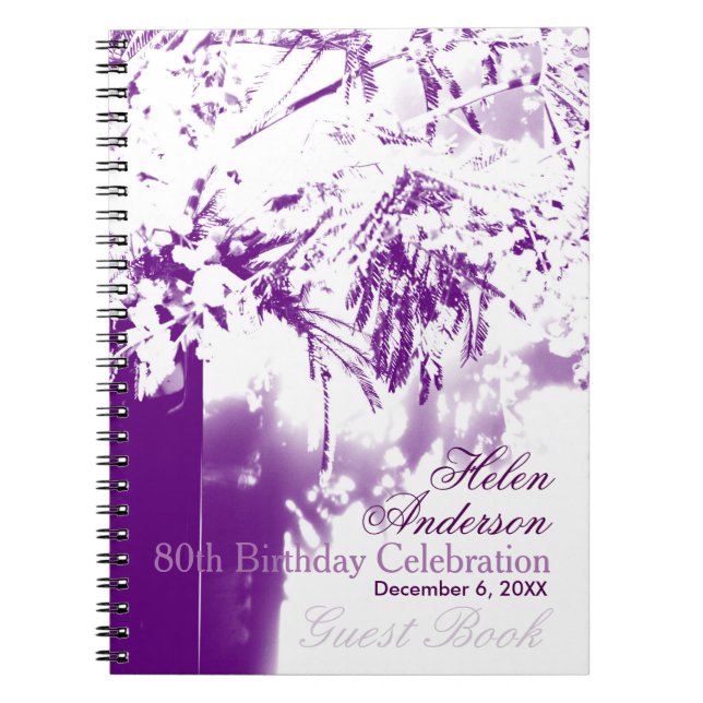 Caderno Espiral 80 Birthday Celebration Flower Buquê GuestBook (Frente)