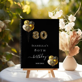 Caderno Espiral 80 de aniversário do livro convidado animal-leopar