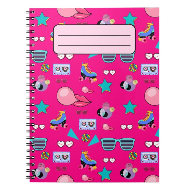 Caderno Espiral 80s Costume Vibrant pink Retro culture pop (Frente)
