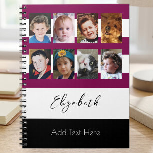 Caderno Espiral 8 fotos nome personalizado marrom