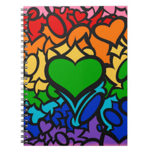 Caderno Espiral 8-Listras Arco-íris Orgulho Squiggle