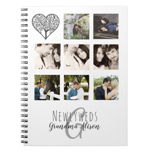 Caderno Espiral 8 x FOTO COLAGE Novas mesas personalizadas WEDDING (Frente)
