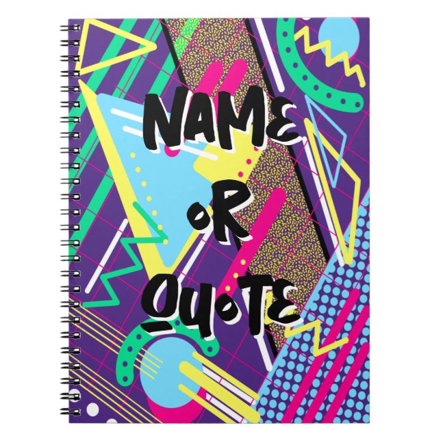 Caderno Espiral 90 anos 90 - Padrão Geométrico Roxo 90 (Frente)