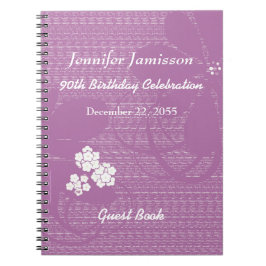 Caderno Espiral 90 Festa de aniversário Livro de Convidado Purple 