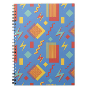 Caderno Espiral 90s padrão perfeito. Fundo Memphis. Geometri